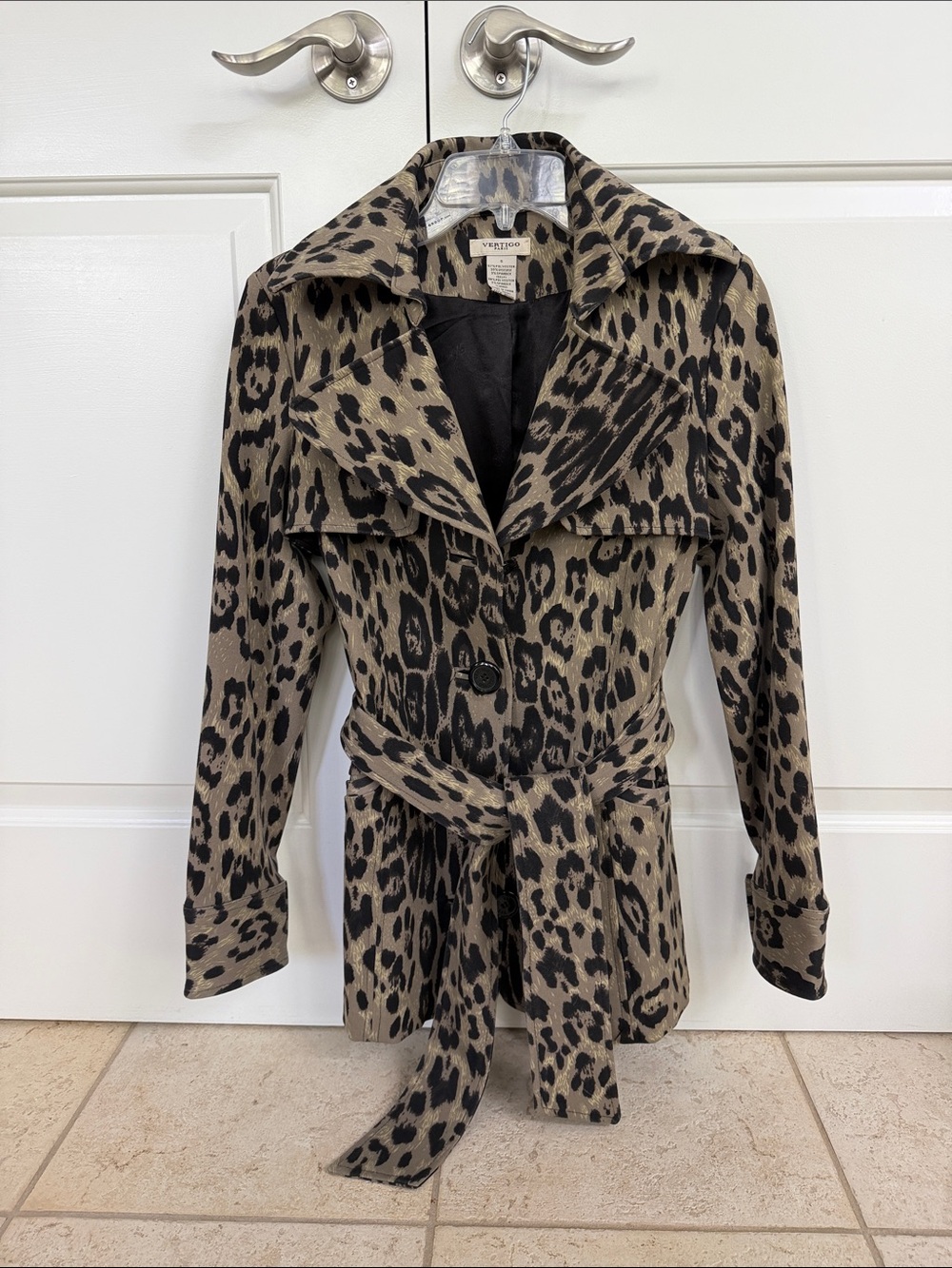 Vertigo Paris Animal Print Jacket in Taupe and Black